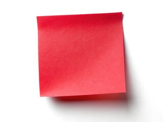 Isolated red sticky note; ideal for office, memo, or reminder imagery; clean white background.