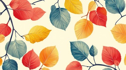 Obraz premium Autumn leaves seamless pattern.