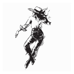 Cowgirl Dancing People Vector Images isolated on white background.