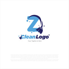 Creative Z letter with broom design logo template illustration.