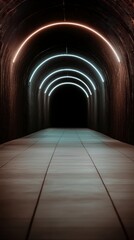 Obraz premium Futuristic Neon Tunnel Abstract Architecture Glowing Lights Modern Design
