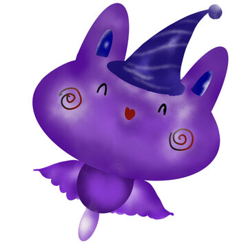 cate monster purple flying with smile