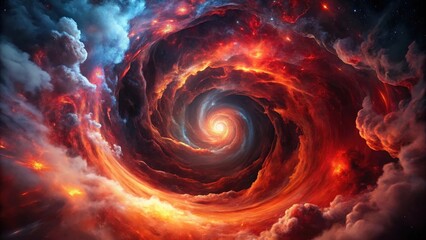Swirling Red Smoke in Cosmic Vortex, fantastical realm, cosmic vortex,  fantastical realm
