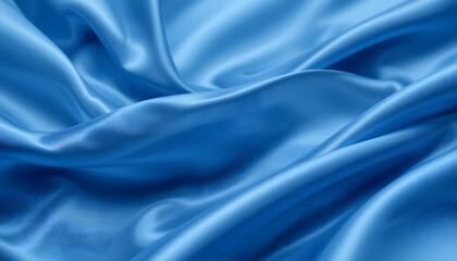 Fototapeta premium High-Resolution 4K Image of Blue Silk Satin Fabric with Gentle Waves, Perfect for Backgrounds, Branding, and Elegant Design Needs.