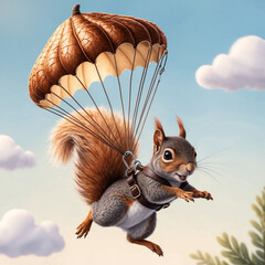 squirrel wearing parachute