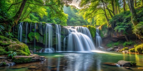 Fototapeta premium waterfall in forest, serene natural scene, nature, nature reserve, nature, nature reserve