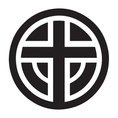 Fototapeta premium Simple black and white illustration of a church building.