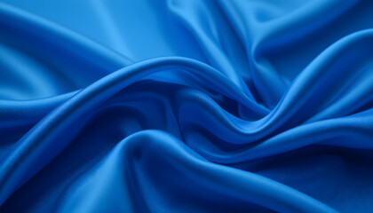 Fototapeta premium 4K Close-Up of Elegant Blue Silk Satin with Soft Flowing Waves, Ideal for Luxury Textile, Fashion, and Interior Design Projects.