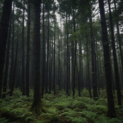 Obraz premium Write about a forest that seems to be alive, with the trees subtly shifting and growing as you walk through it.