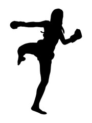 silhouette of a female kickboxer