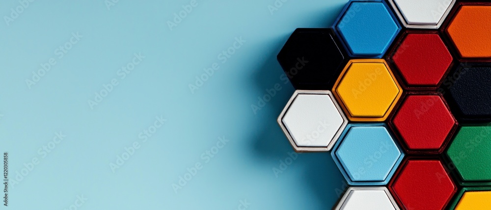 Poster colorful hexagon pattern background abstract design for technology presentation and mod