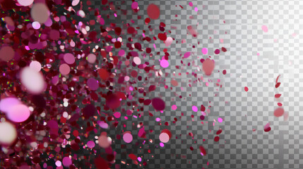transparent pink and red glitter confetti background for festive party celebrations with abstract textures and decorative overlays