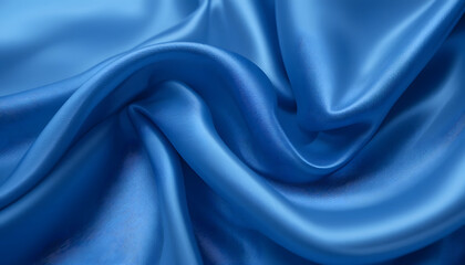 4K Close-Up of Elegant Blue Silk Satin with Soft Flowing Waves, Ideal for Luxury Textile, Fashion, and Interior Design Projects.