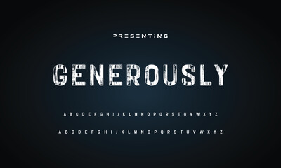 Lettering font isolated on black background. Texture alphabet in street art and graffiti style. Grunge and dirty effect. Vector brush letters.