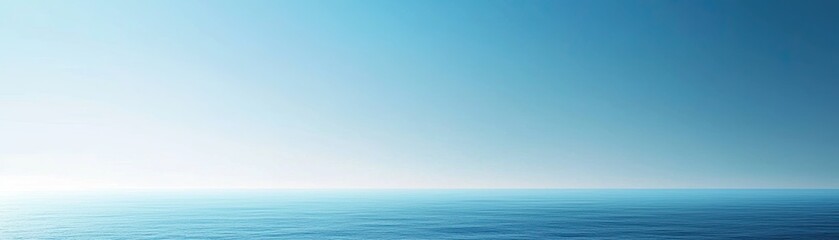 Obraz premium Tranquil Blue Ocean Horizon with Gentle Waves Under a Clear Sky, Perfect for Relaxation and Serenity Themes in Visual Content