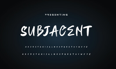 Lettering font isolated on black background. Texture alphabet in street art and graffiti style. Grunge and dirty effect. Vector brush letters.