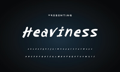 Lettering font isolated on black background. Texture alphabet in street art and graffiti style. Grunge and dirty effect. Vector brush letters.