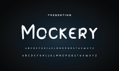 Lettering font isolated on black background. Texture alphabet in street art and graffiti style. Grunge and dirty effect. Vector brush letters.