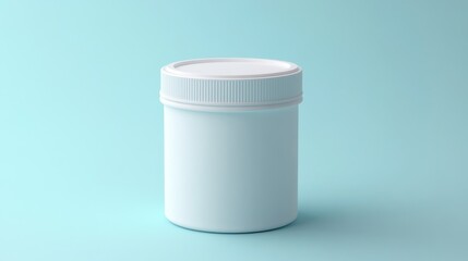 White jar on blue background, product mockup