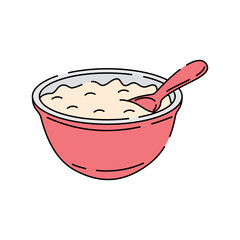 Simple yogurt in bowl vector illustration. Yogurt vector illustration in lineal color style isolated on a white background