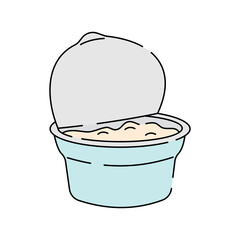Simple yogurt in plastic cup vector illustration. Yogurt vector illustration in lineal color style isolated on a white background