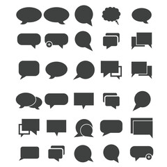 Black Speech bubble set, speech balloon, chat bubble line art vector icon for apps and websites
