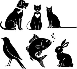 set of animal silhouette art