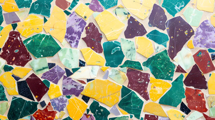 Terrazzo marble tile background in vibrant yellow, generative ai