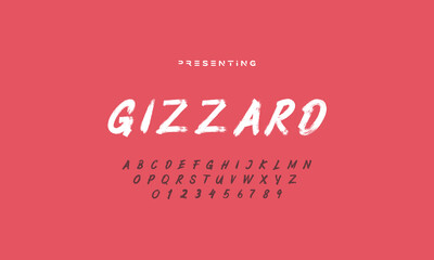 Lettering font isolated on black background. Texture alphabet in street art and graffiti style. Grunge and dirty effect. Vector brush letters.