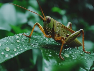 Fototapeta premium Grasshopper on leaf
