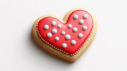 Heart Shaped Cookie With White And Red Icing