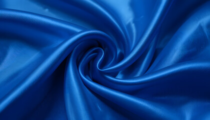 Obraz premium Luksusowa, niebieska satyna jedwabna z płynnymi falami, możliwość zbliżenia w wysokiej rozdzielczości 4K, idealna na eleganckie tła, do mody i wzornictwa tekstylnego.
