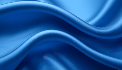 Obraz premium Luxurious Blue Silk Satin Fabric with Smooth Flowing Waves, High-Resolution 4K Close-Up, Perfect for Elegant Backgrounds, Fashion, and Textile Design.