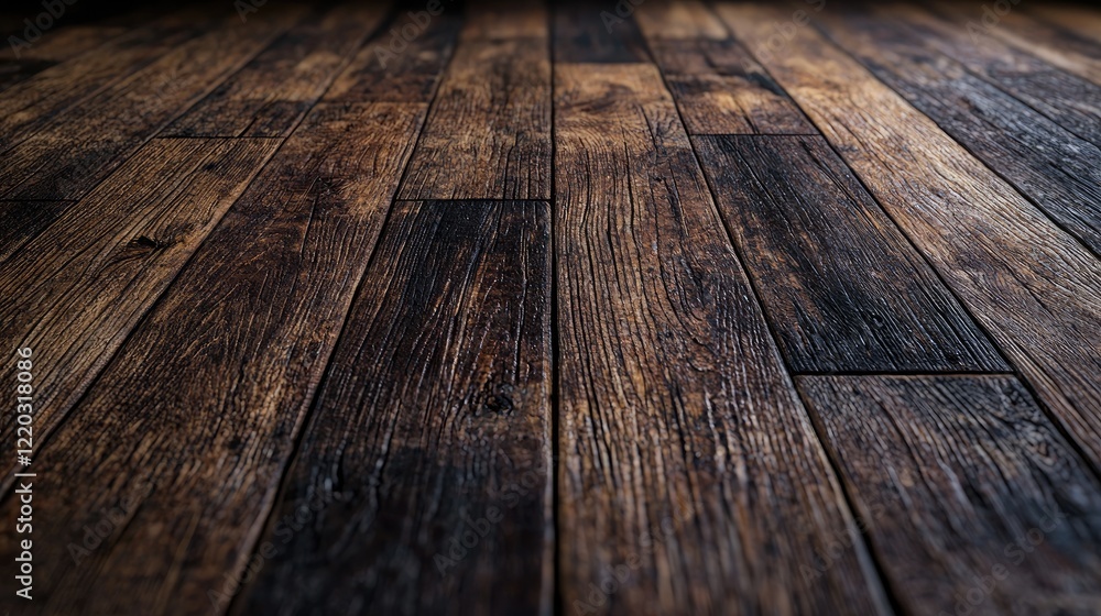 Poster a dramatic dark textured background paired with a rustic wooden floor, perfect for photography or de