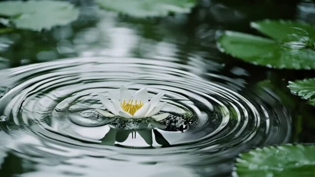 View of lotus flowers in rippling water, smooth repeating motion for background video animation