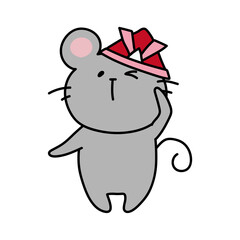 Obraz premium 兜をかぶったネズミ