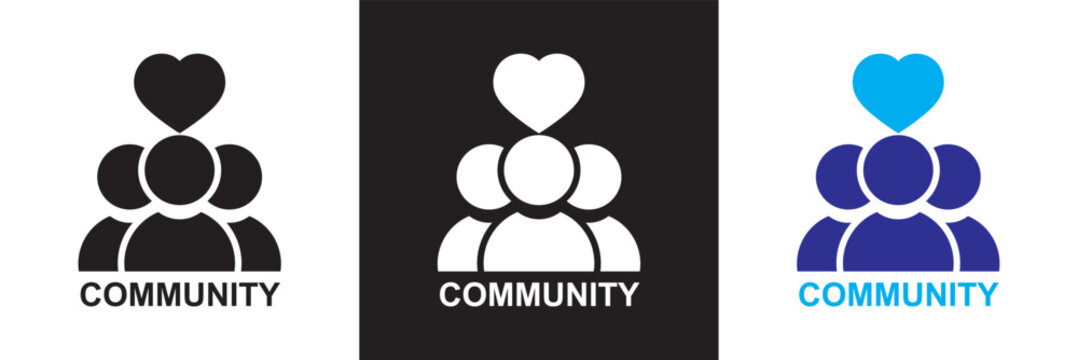 Community icon set. Containing people, relationships, friendship, social, diversity, village, support and community  icons. isolated on white and black background. vector illustration. EPS10