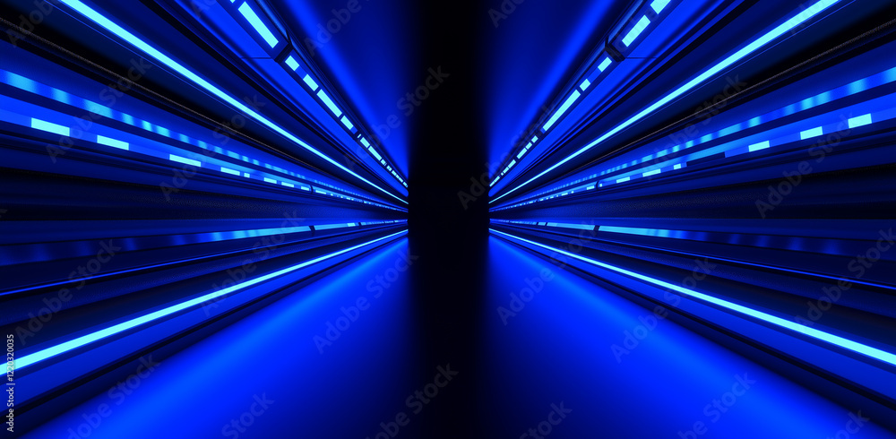 Poster speeding motion blurred in tunnel. powerful of abtract light trails. 3d rendering.