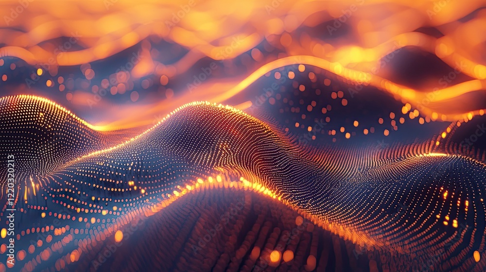 Aufkleber Explore the captivating abstract representation of sound waves, featuring colorful lines and glowing points creating a rhythmic and dynamic visual experience.