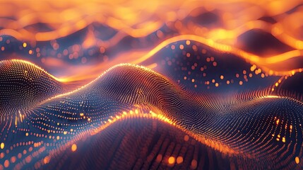 Explore the captivating abstract representation of sound waves, featuring colorful lines and glowing points creating a rhythmic and dynamic visual experience.