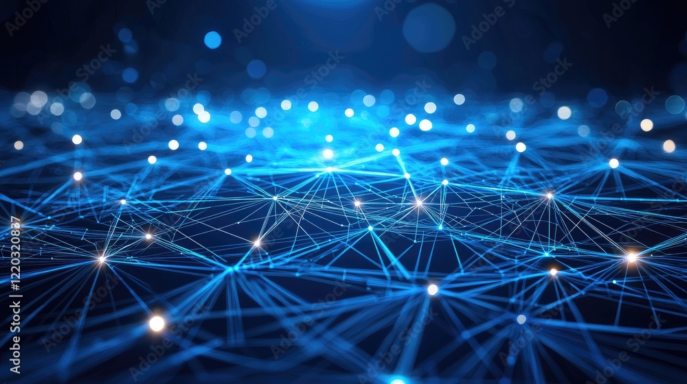 Aufkleber vibrant abstract digital background featuring glowing blue dots and lines, ideal for technology them