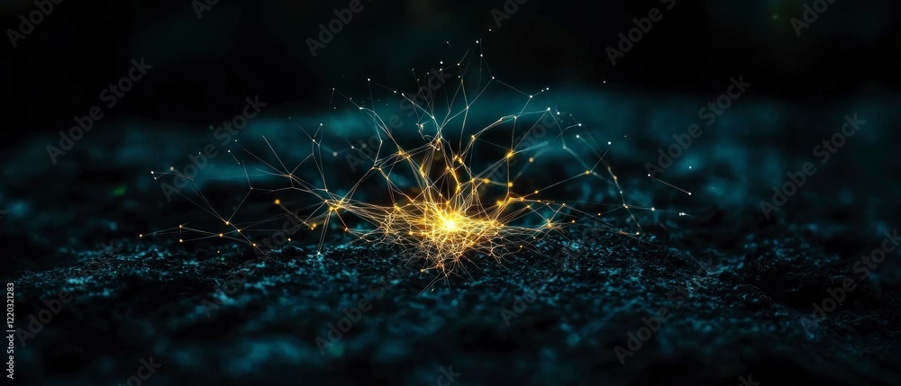 Poster glowing network abstract digital connectivity technology innovation