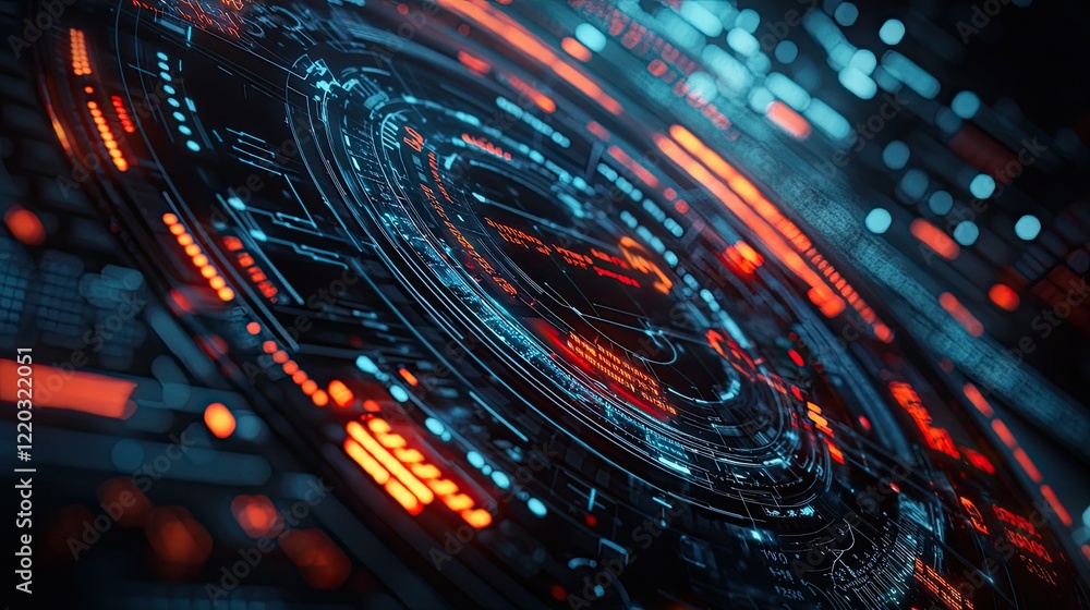 Poster A captivating abstract representation of financial data showcasing digital charts and metrics. Perfect for illustrating concepts in business, technology, and finance.