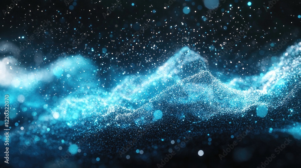 Aufkleber A stunning display of glowing blue light rays accompanied by sparkling particles sets a mystical tone. Perfect for abstract art and design projects needing a sense of dep