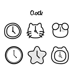 cute clock icon vector design black white