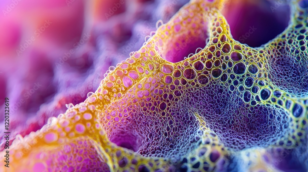 Poster this vibrant close-up image showcases microscopic cells, emphasizing their intricate details and tex