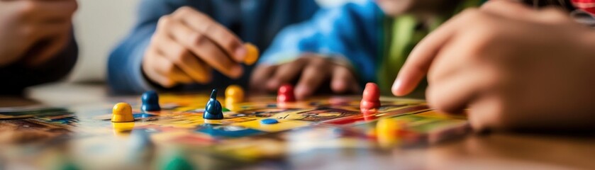 Obraz premium A family bonds while playing board games at home.
