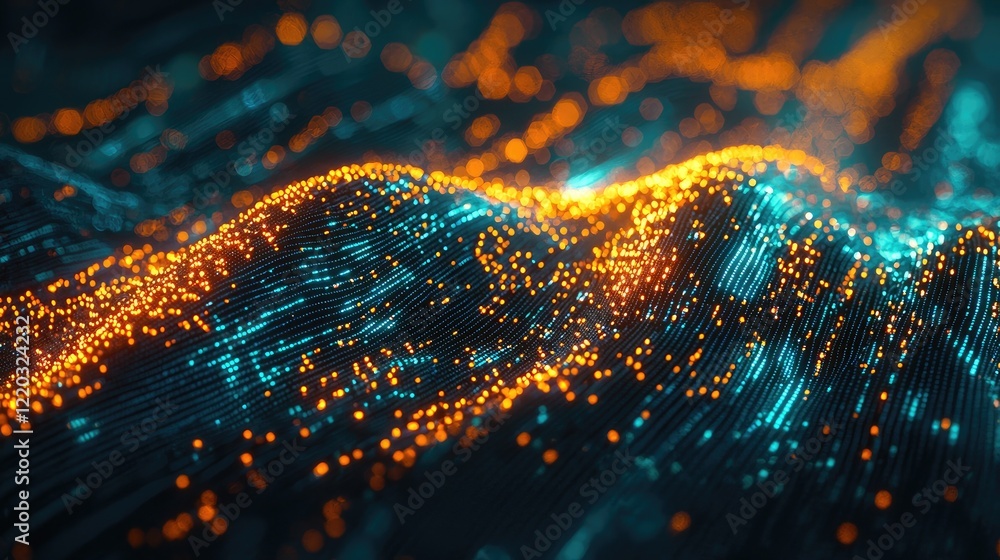 Poster experience a stunning futuristic cityscape featuring a vibrant digital matrix with streaming data li