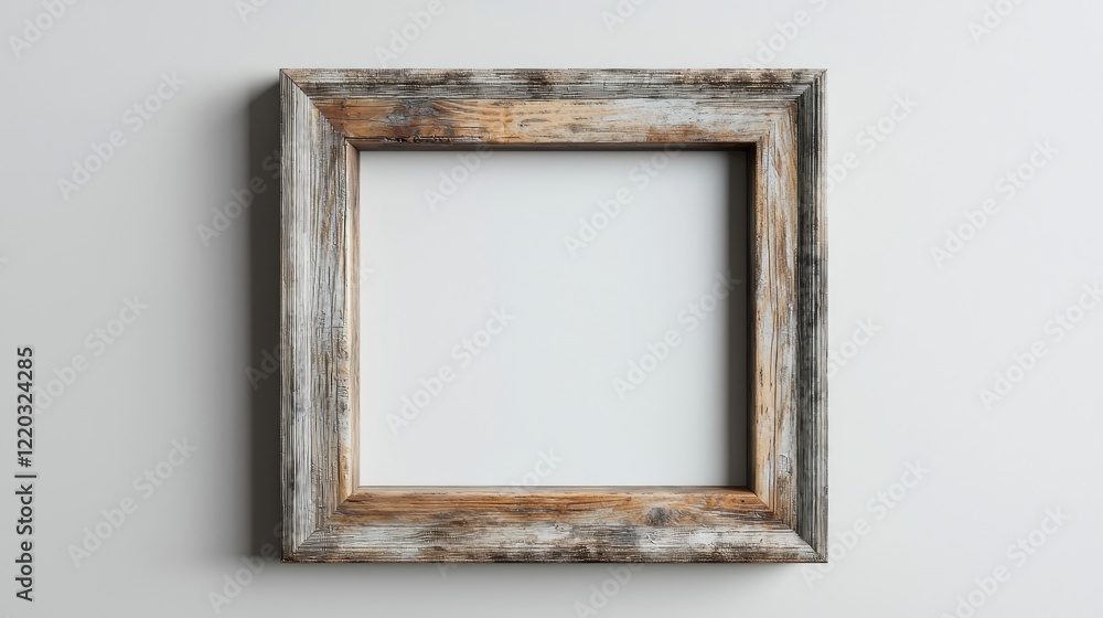 Poster A simple rustic wooden frame designed to showcase your favorite photos or art. This empty frame is perfect for home decor and adding a personal touch to any room.