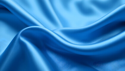 Fototapeta premium Smooth and Shiny Blue Silk Satin Fabric with Flowing Waves, High-Resolution 4K Close-Up for Luxury Fashion and Elegant Visual Projects.